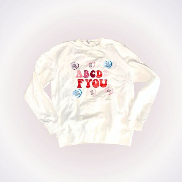 Etsy ABCDE FU Candy Heart Graphic Sweatshirt | Sz M - Picture 1 of 8